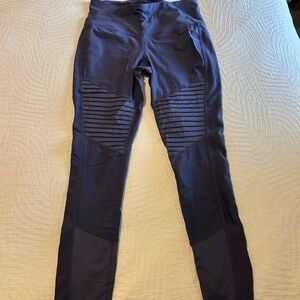 Blue Moto-Style Leggings – Ribbed Knee Detail